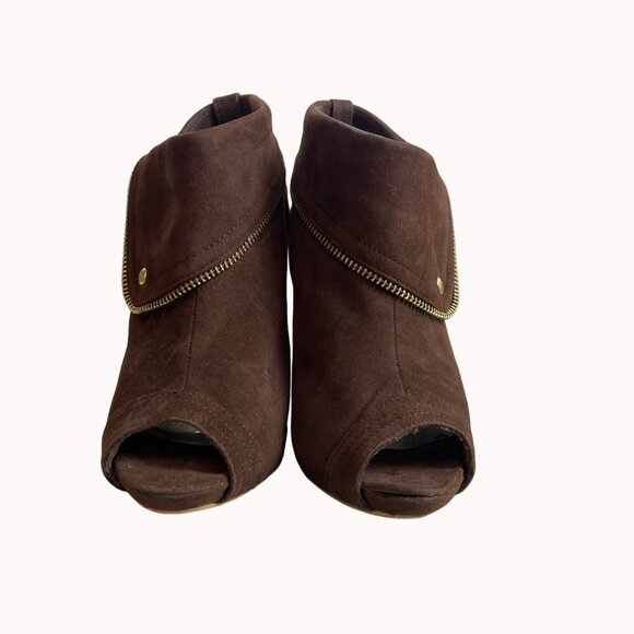 DbDk Fashion Women's Brown Suede Nicky Frances Heeled Booties Sz 8 - Picture 3 of 10
